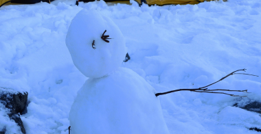 snowman built by trekkers